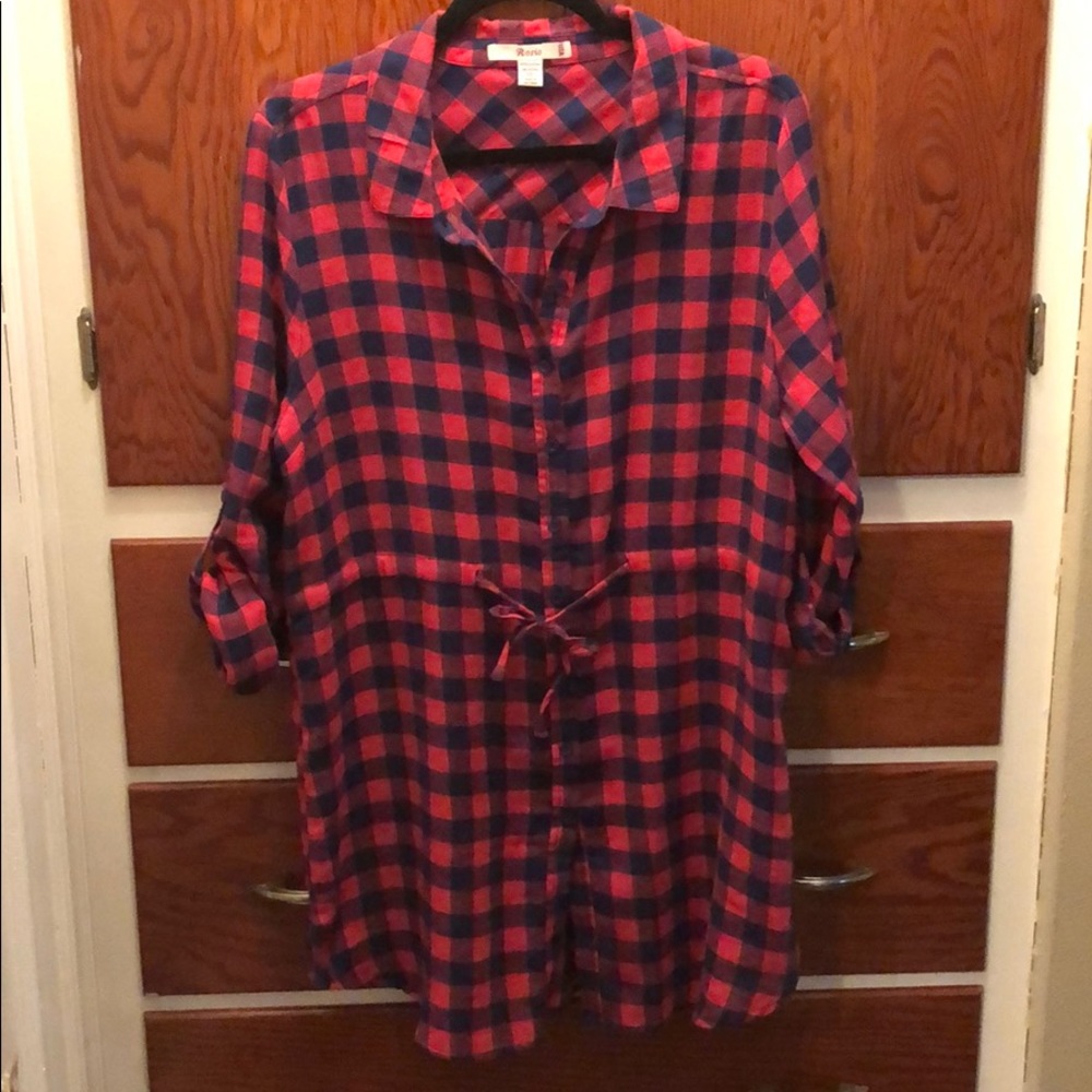 NEW PLUS Red and Blue Charlie Gingham shirt
